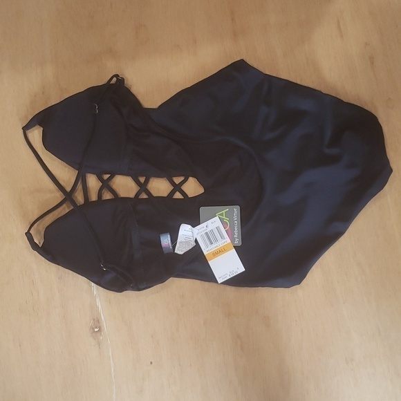 REBECCA Virtue black onepiece swimsuit nwt - Picture 4 of 9